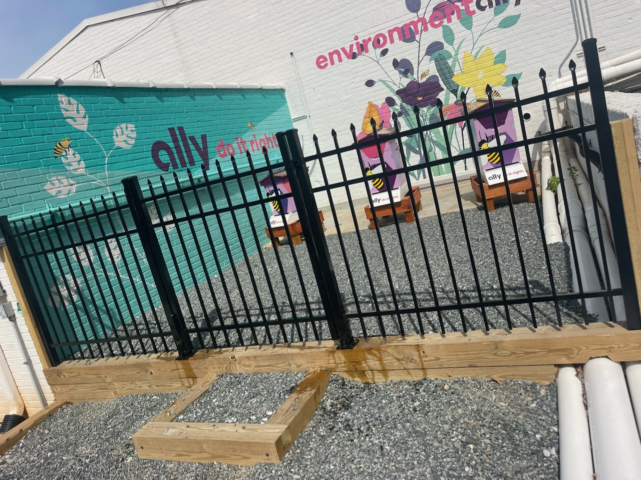 A fence that has been placed around the ground.